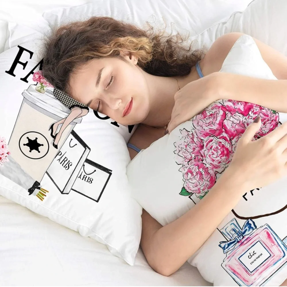 Set of 4 18x18 Decorative Pillow Covers Pink/Gray Fashion Style